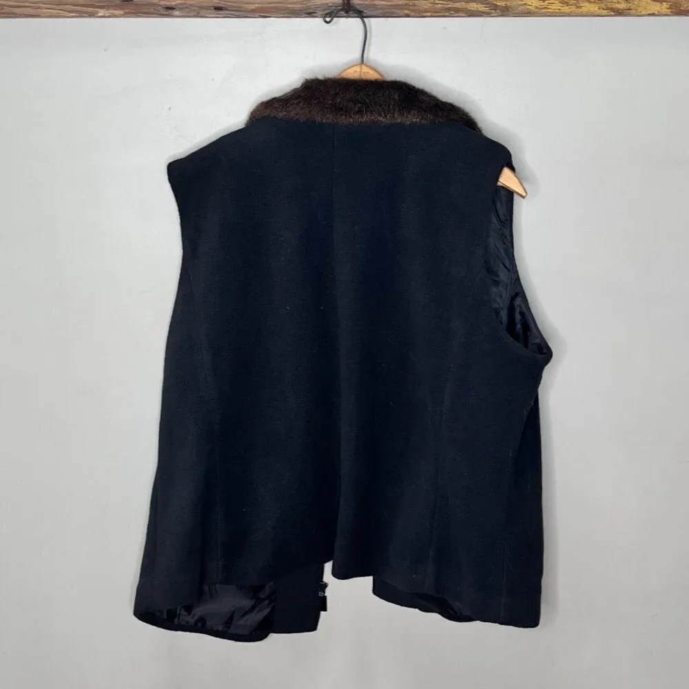 Bob Mackie Wearable Art Faux‎ Fur Collar Embroidered Vest- Size 1x